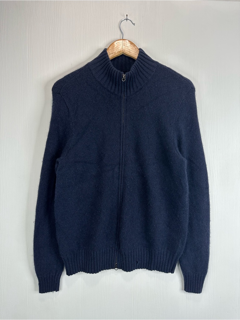 Polo Ralph Men's Navy Full-Zip Mock Neck Cashmere Full Zip Sweater